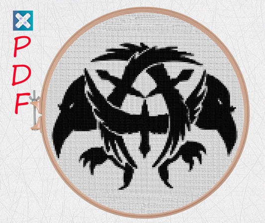 Crow cross stitch pattern Viking cross stitch for beginners PDF X-Stitch Printable Norse embroidery