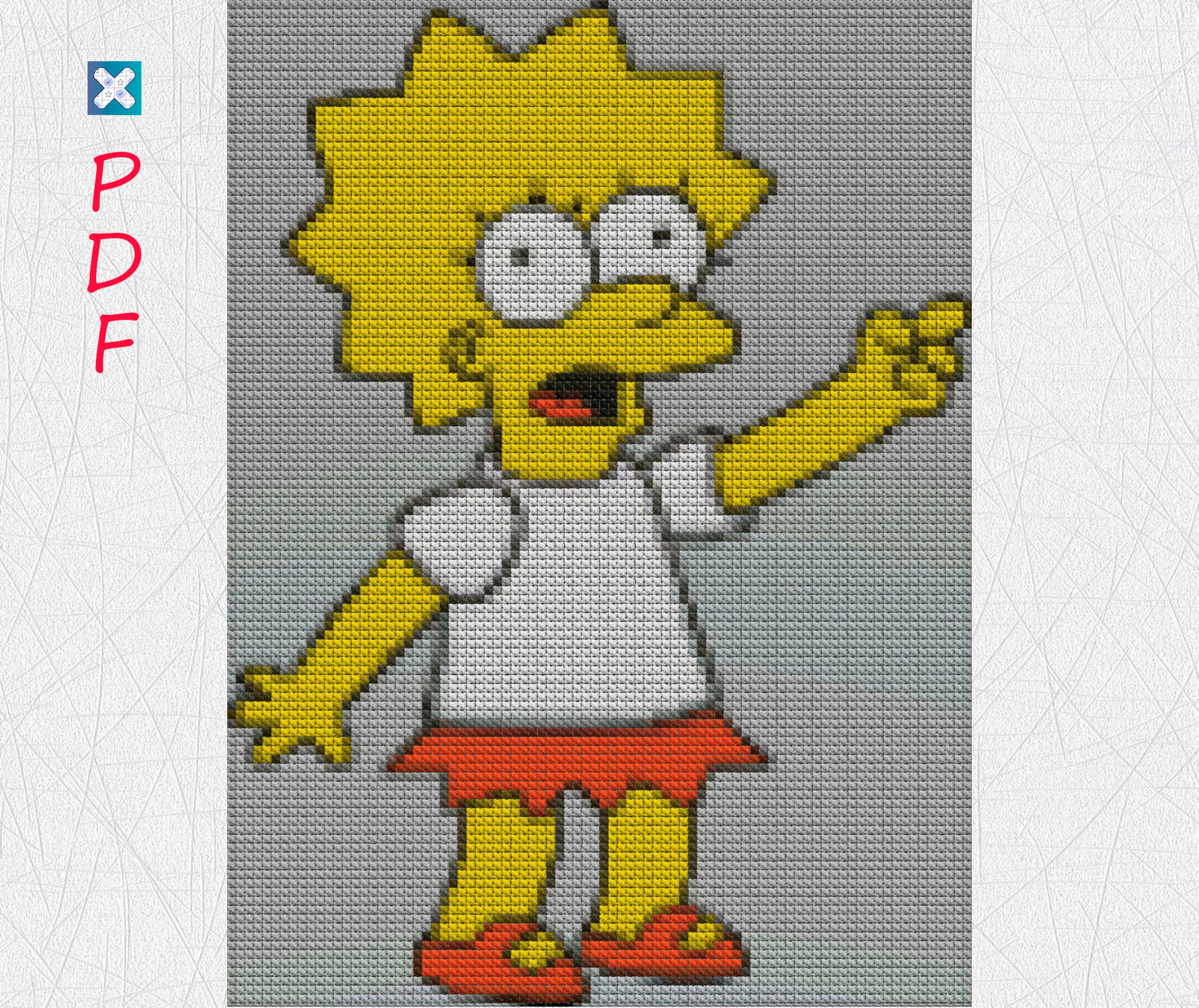 Lisa Simpson Funny Cross Stitch Pattern - PDF Chart for The Simpsons Fans - DIY Embroidery Design