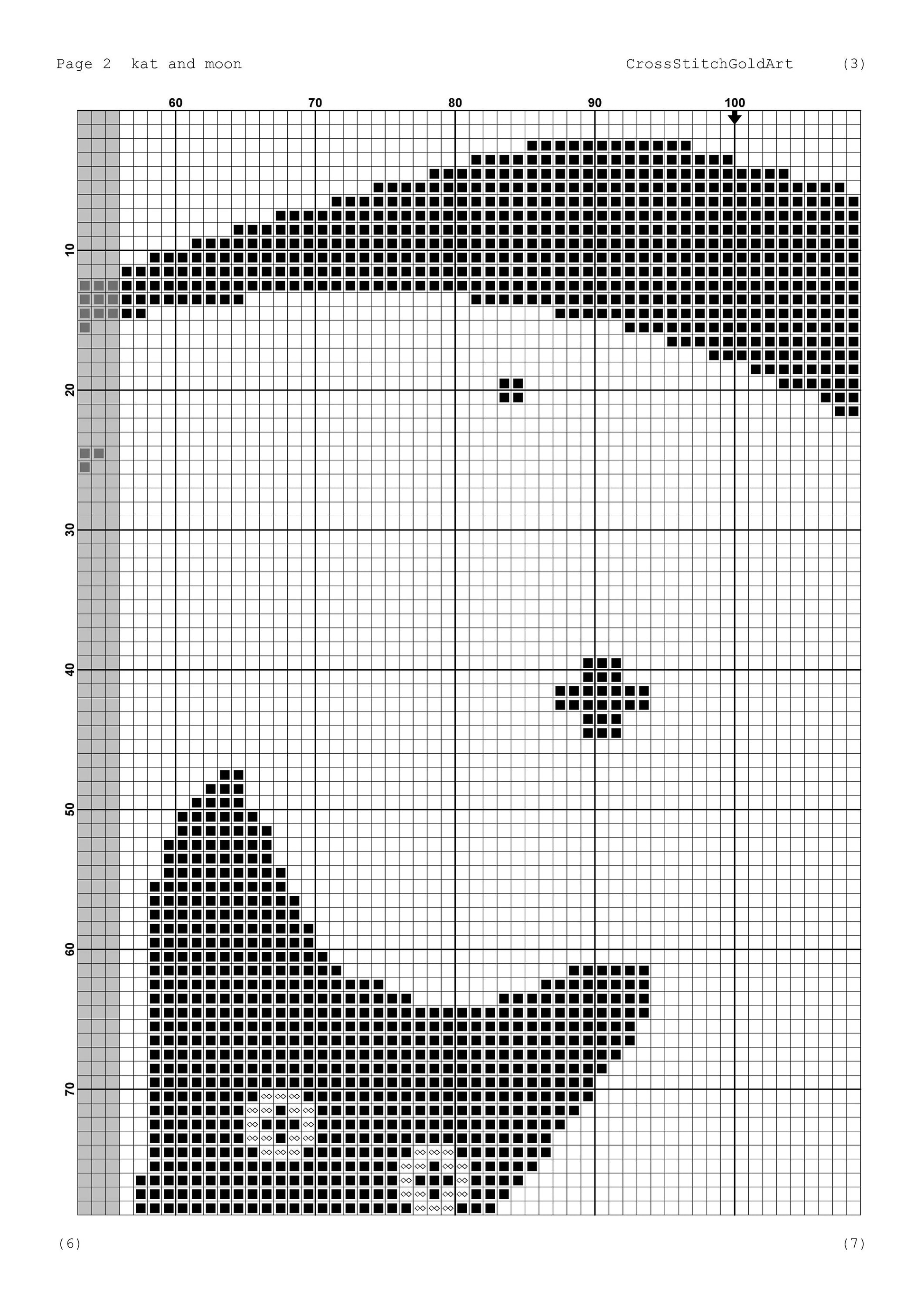 Enchanting Cat & Moon Beginner Cross Stitch Pattern: Mystical Feline Embroidery Design for Easy Crafting