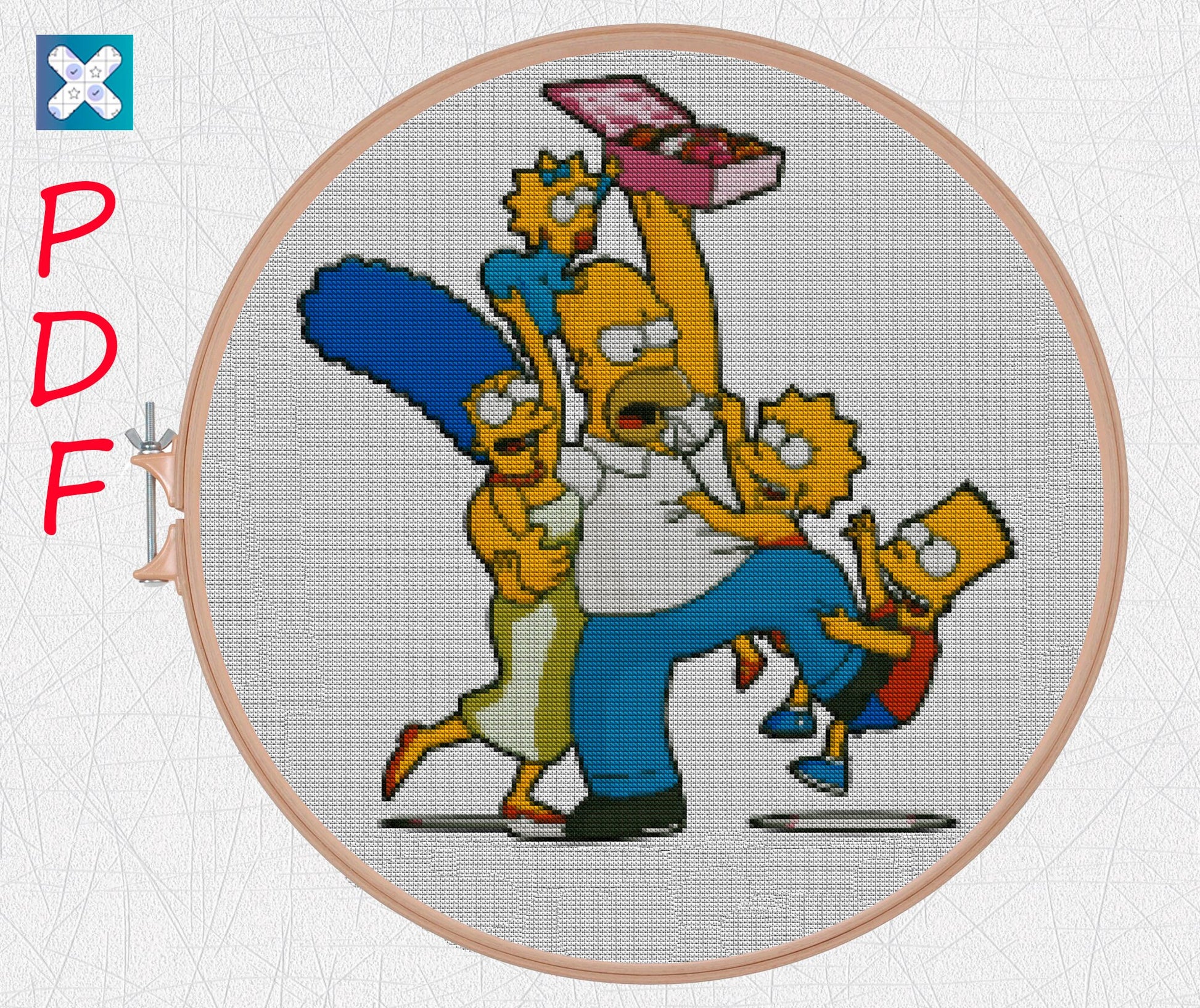 Simpson Family Funny Cross Stitch Pattern: Beginner-Friendly Cartoon Embroidery PDF for TV Fans