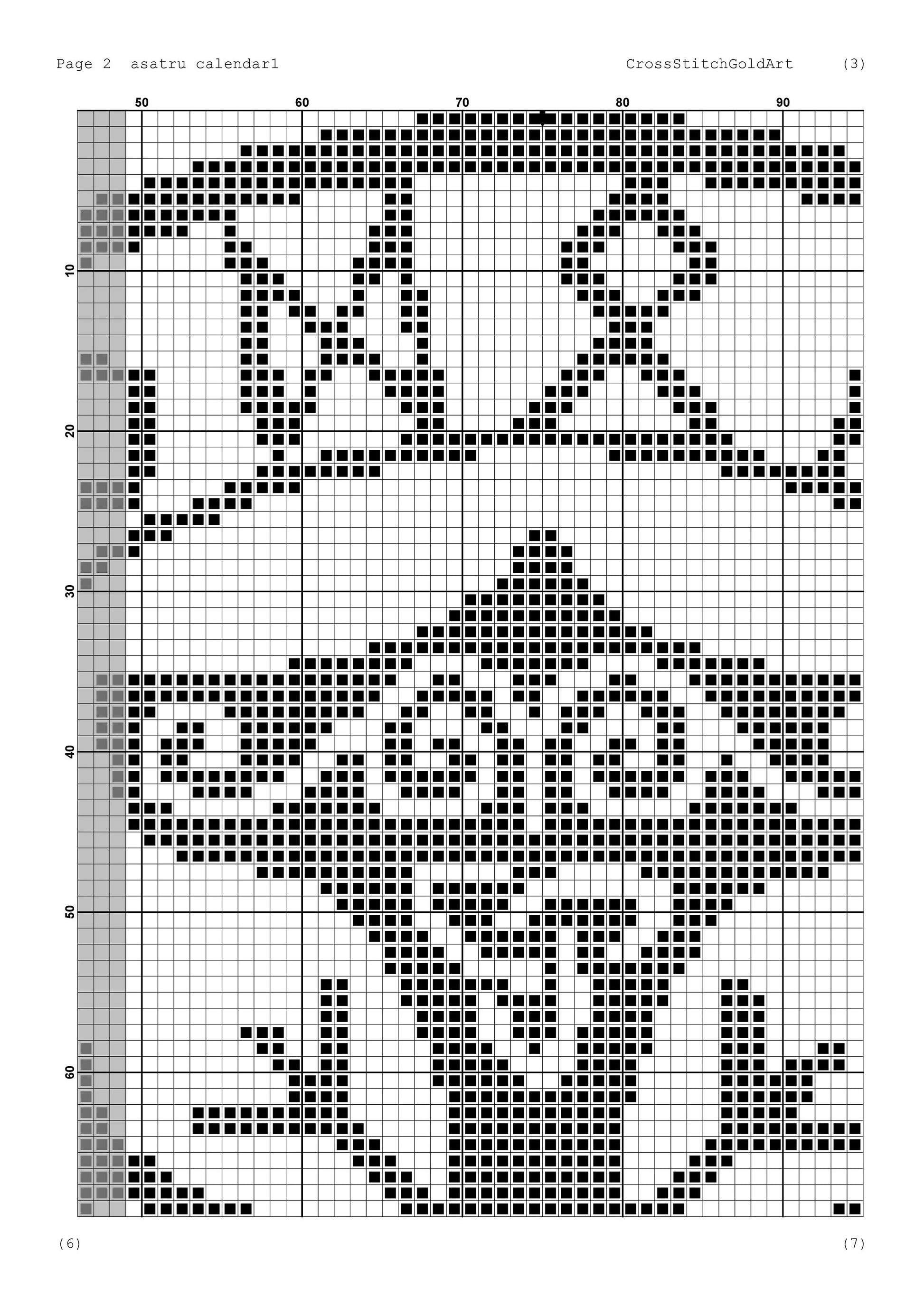 Nordic Asatru Calendar Cross Stitch Pattern: Viking Pagan Embroidery Chart for Beginners