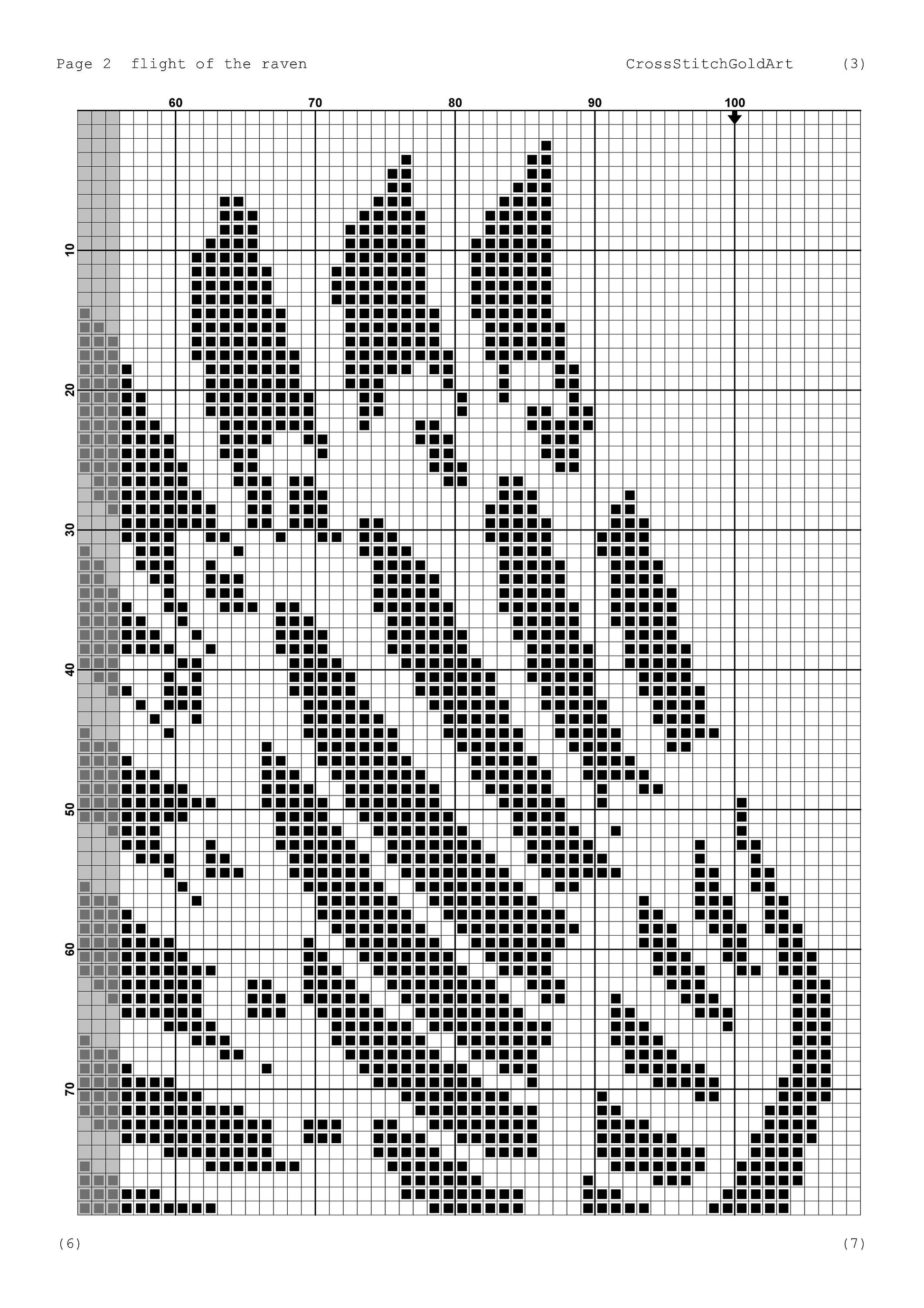 Viking Raven Flight Cross Stitch Pattern: Norse Crow Embroidery PDF for Beginners