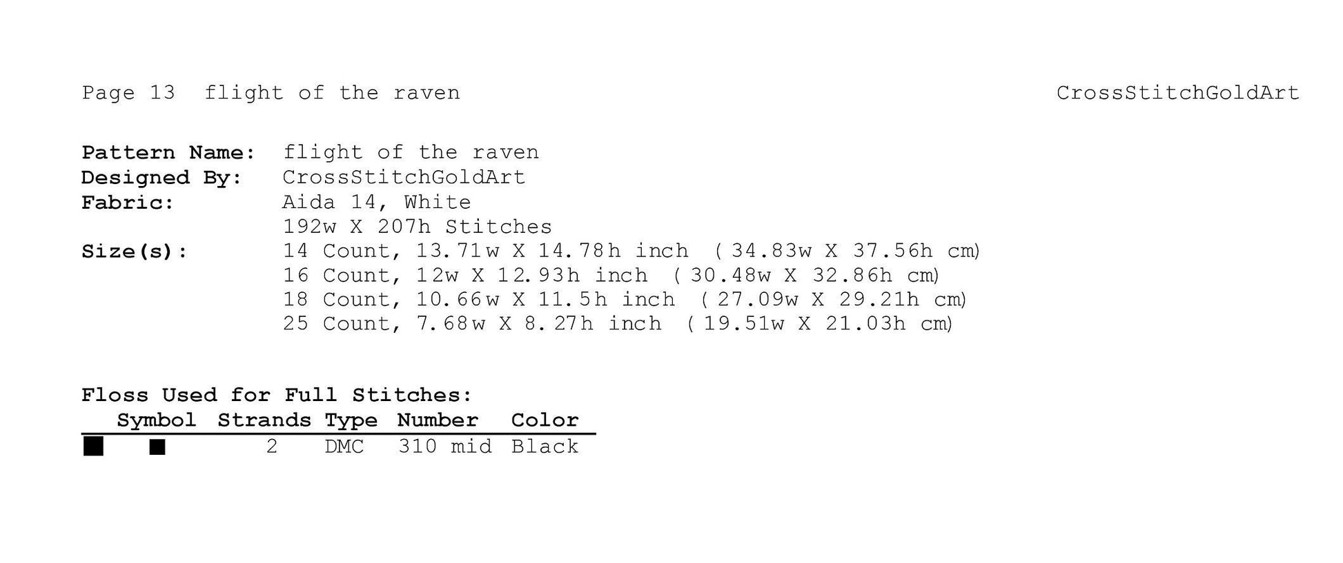 Viking Raven Flight Cross Stitch Pattern: Norse Crow Embroidery PDF for Beginners