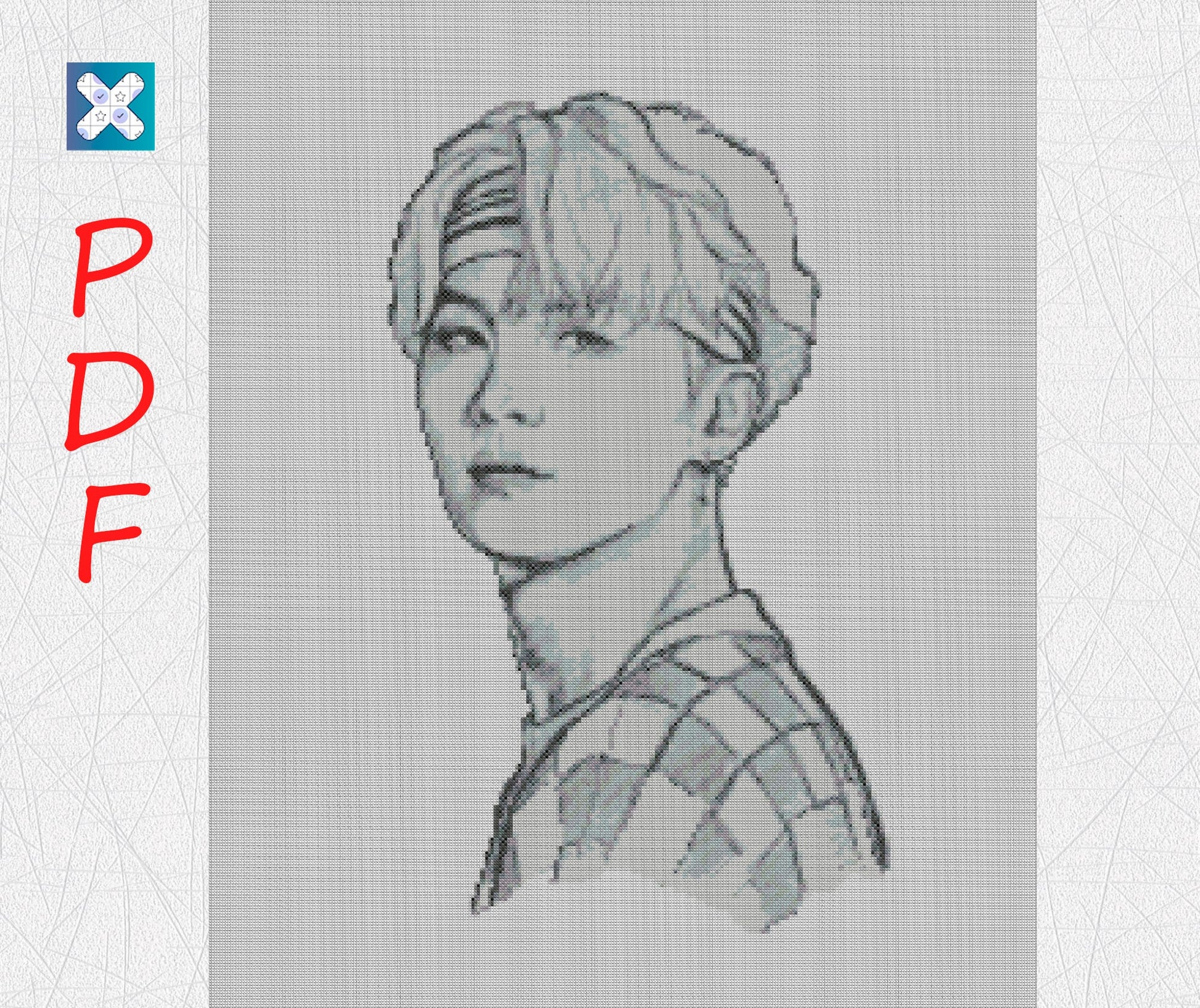 BTS Bangtan Boys Cross Stitch Pattern - Suga Embroidery PDF for K-pop Fans and Beginners