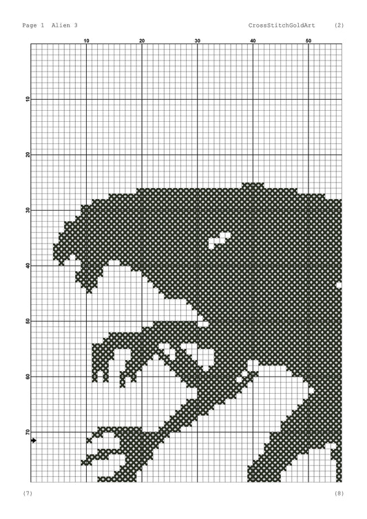 Alien cross stitch pattern for beginners Xenomorph Alien embroidery Aliens Scary Movie Fan Designs PDF