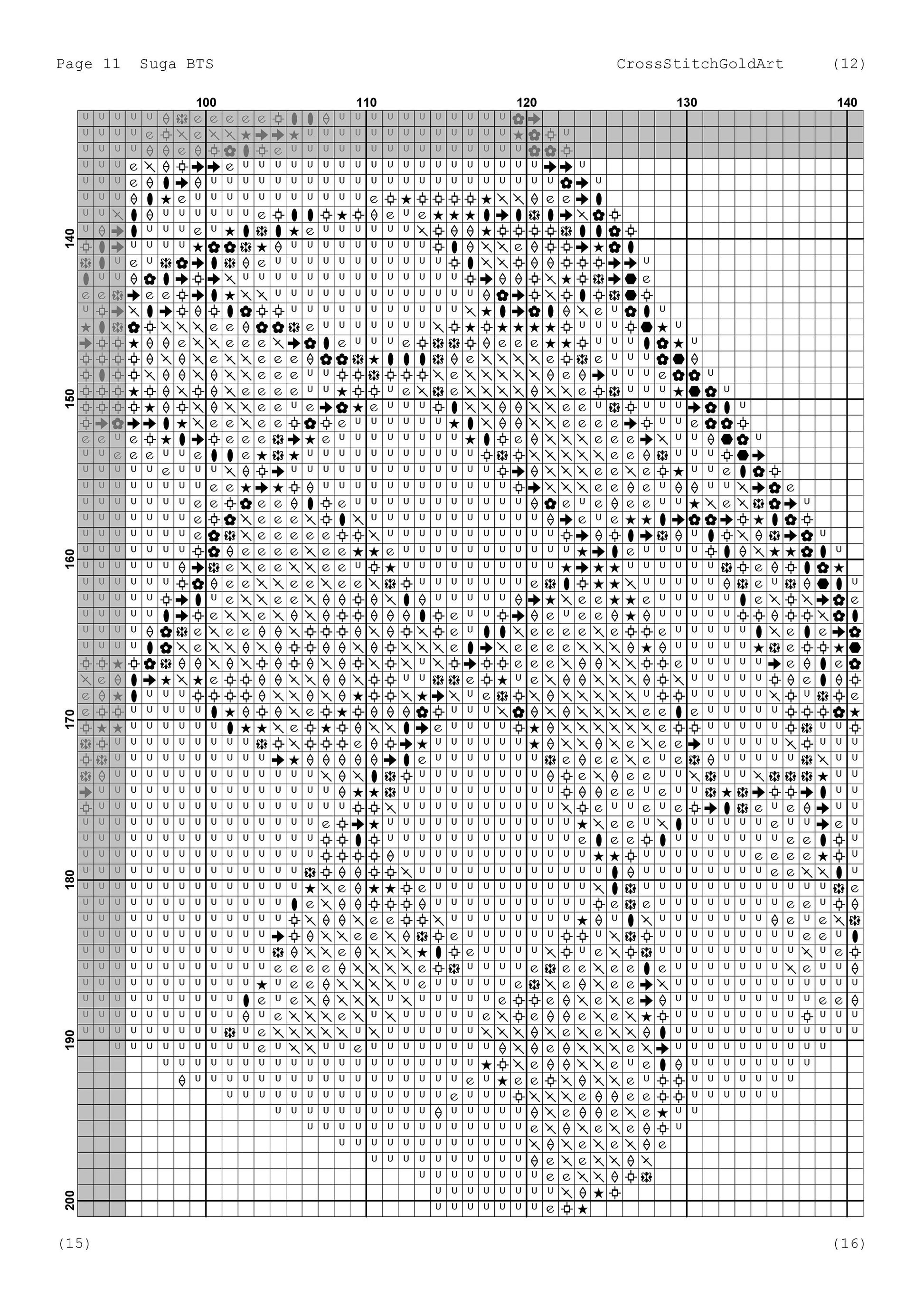 BTS Bangtan Boys Cross Stitch Pattern - Suga Embroidery PDF for K-pop Fans and Beginners