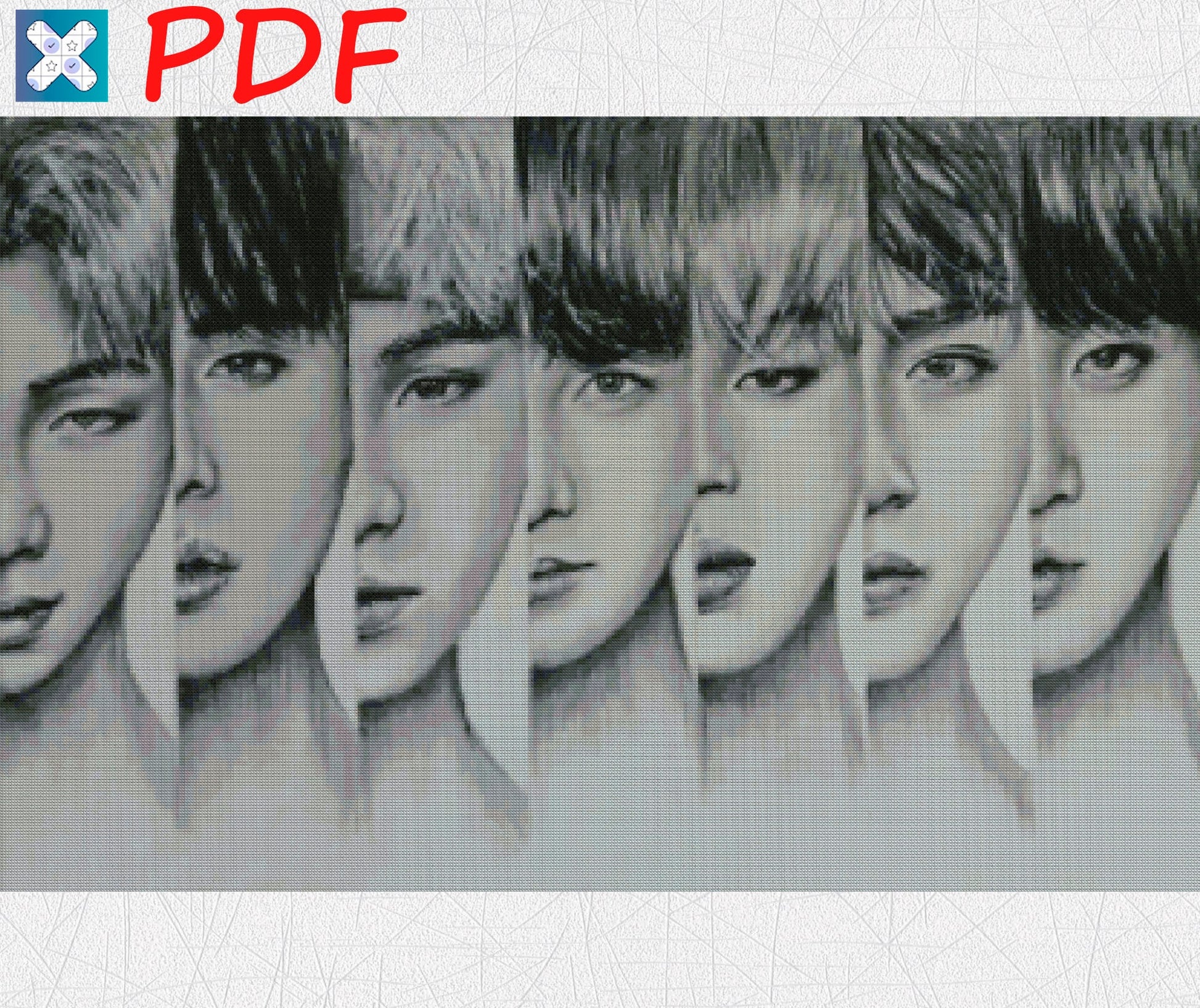 BTS Cross Stitch Pattern: Bangtan Boys K-Pop Music Embroidery PDF for Beginners
