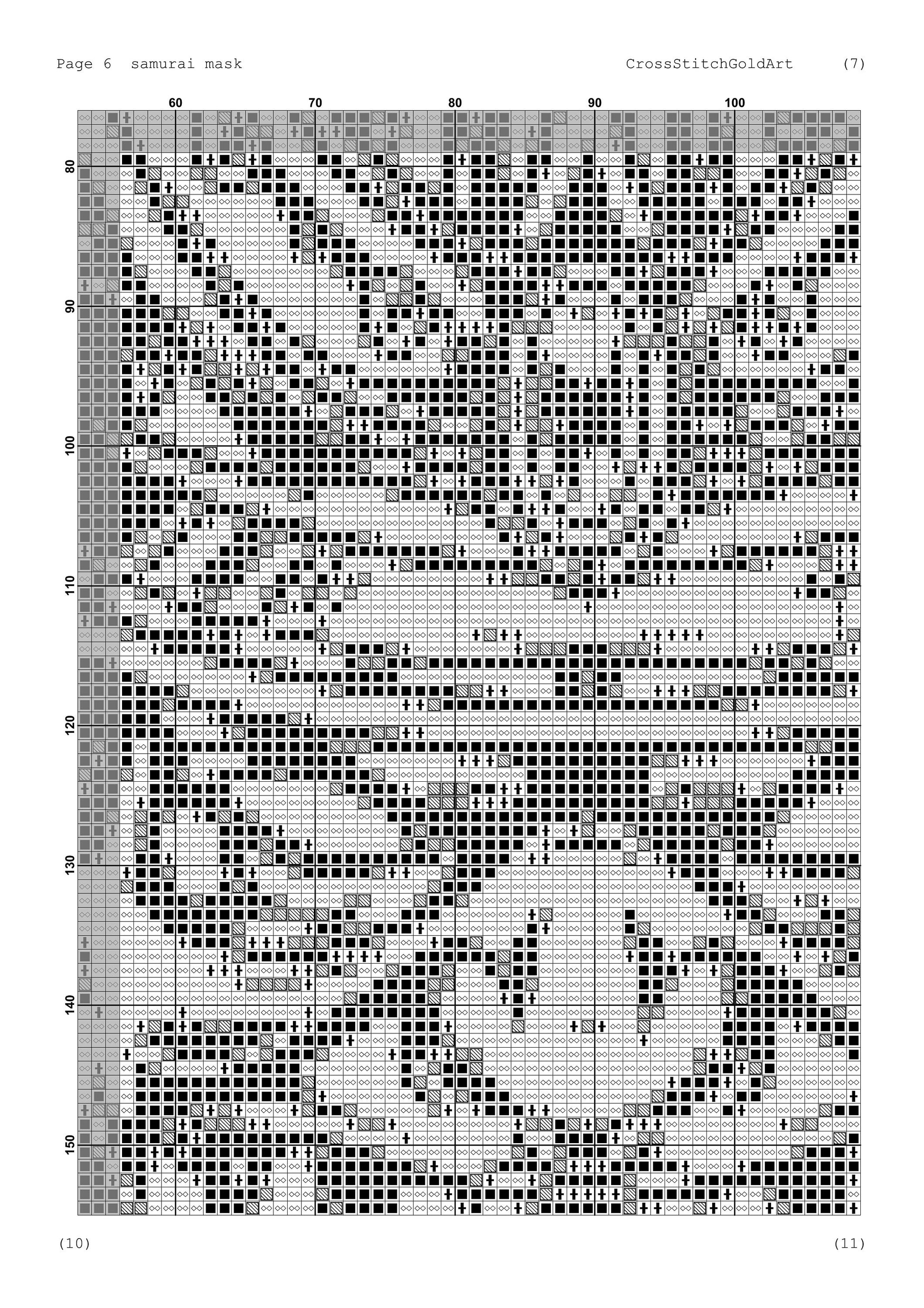 Japanese Samurai Mask Cross Stitch Pattern: Asian-Inspired Counted Chart for Modern Embroidery
