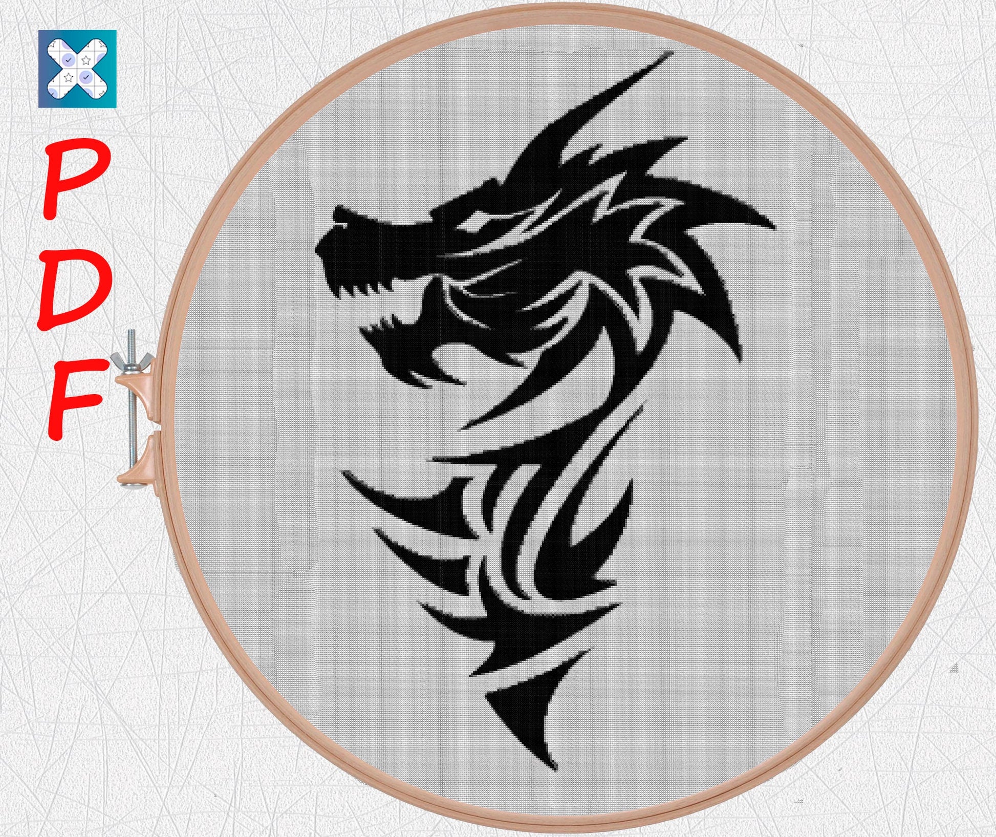 Viking Dragon Cross Stitch Pattern: Scandinavian Norse Embroidery PDF for Beginners - Printable X-Stitch