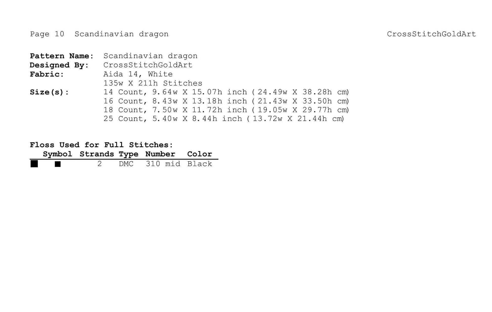 Viking Dragon Cross Stitch Pattern: Scandinavian Norse Embroidery PDF for Beginners - Printable X-Stitch