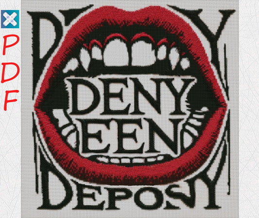 Sarcastic 'Deny, Defend, Depose' Cross Stitch Pattern - Printable PDF Download for Subversive Crafters