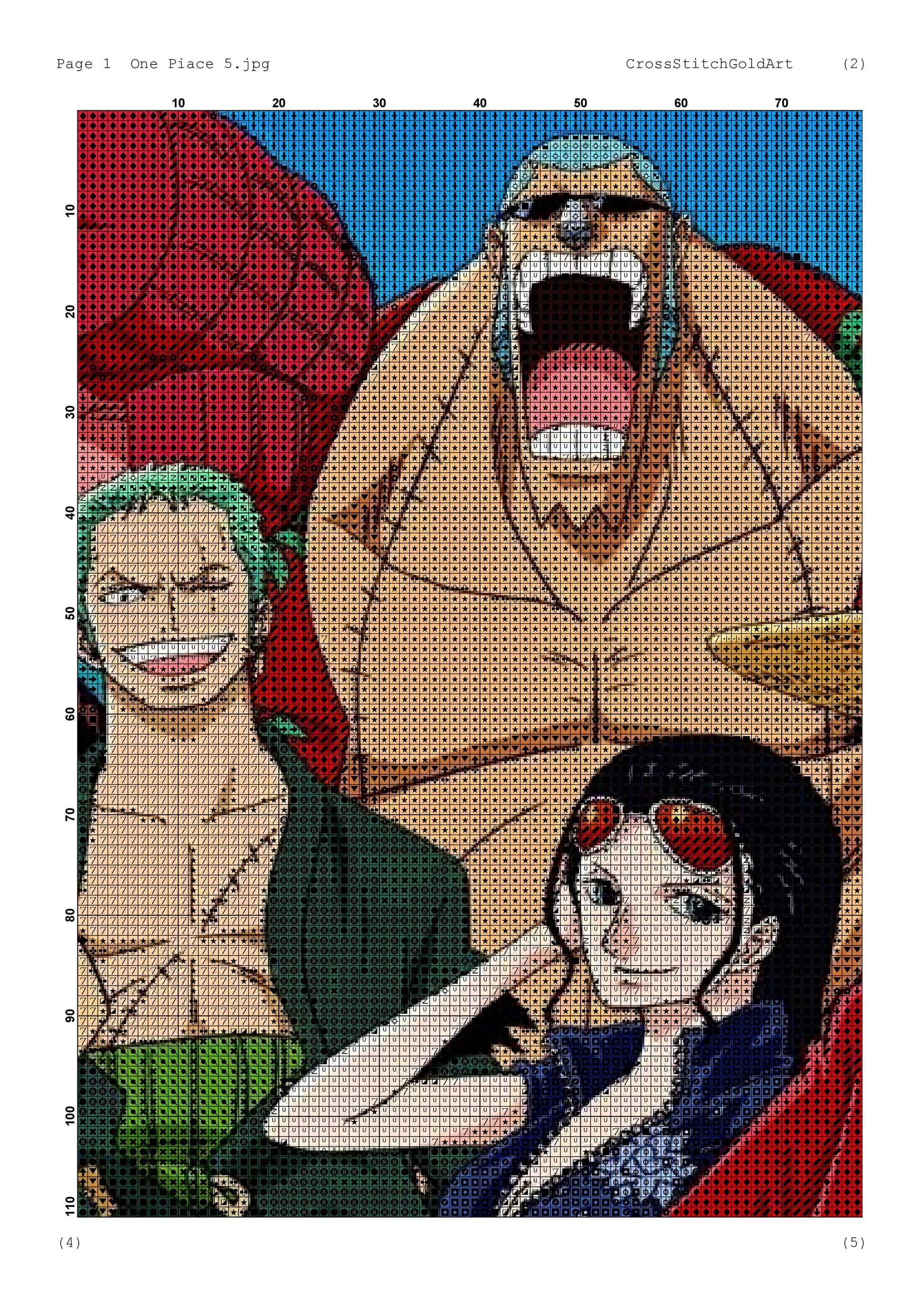 Japanese Anime Embroidery Design: Modern Cross Stitch Pattern PDF for Aesthetic Large Artwork