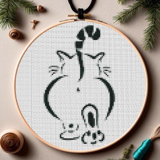 Enchanting Feline Cross Stitch Pattern: Beginner-Friendly Mystical Cat Embroidery Design for DIY Crafters