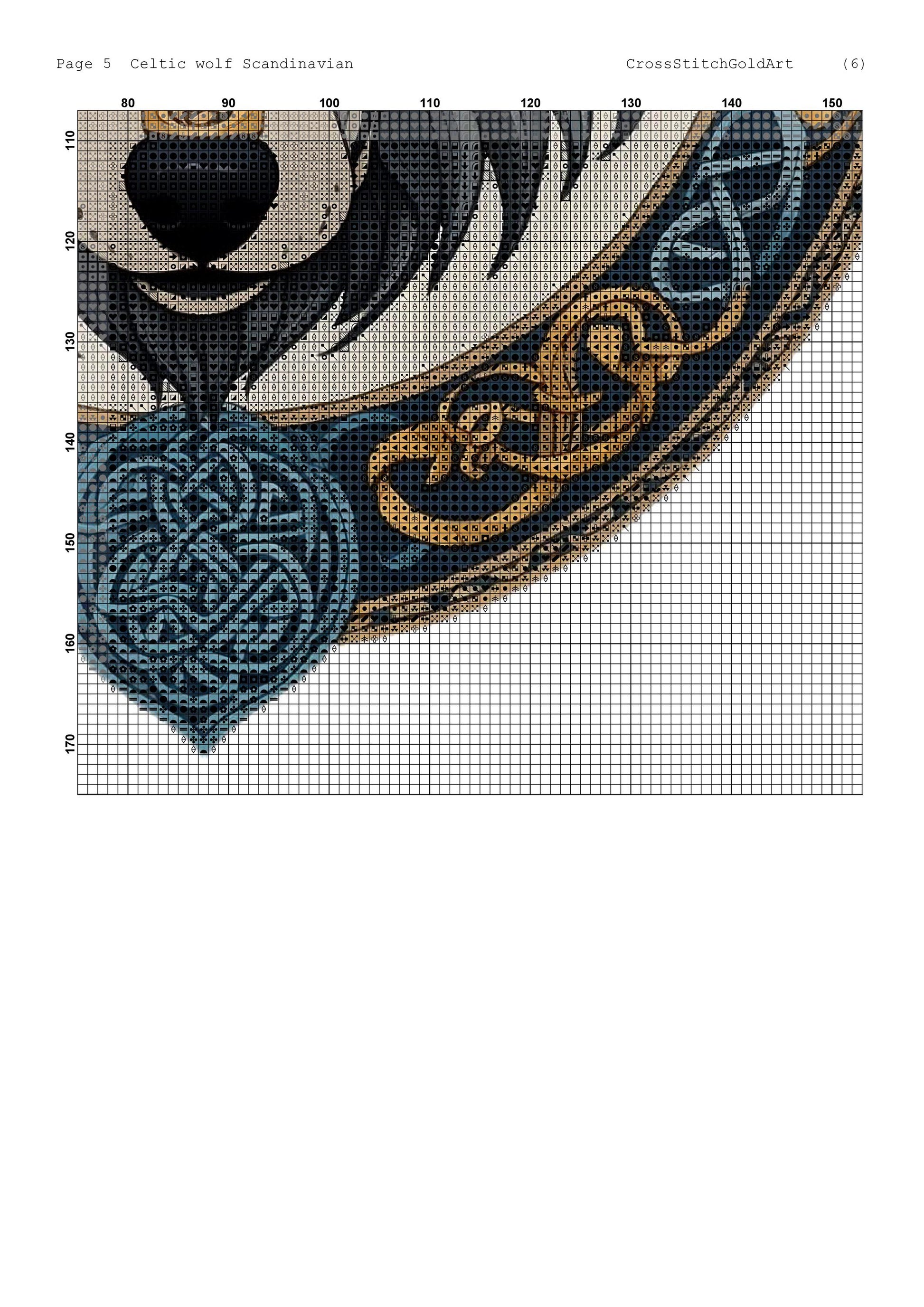 Viking Wolf Cross Stitch Pattern: Printable Norse Embroidery PDF for Beginners, Easy X-Stitch Design