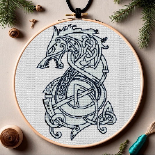 Norse Viking Celtic Cross Stitch Pattern: Printable Ornament Embroidery PDF for Beginners