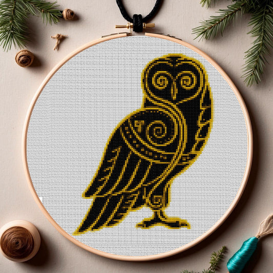 Beginner-Friendly Woodland Owl Cross Stitch Pattern: Viking-Inspired Embroidery PDF for Nature Lovers