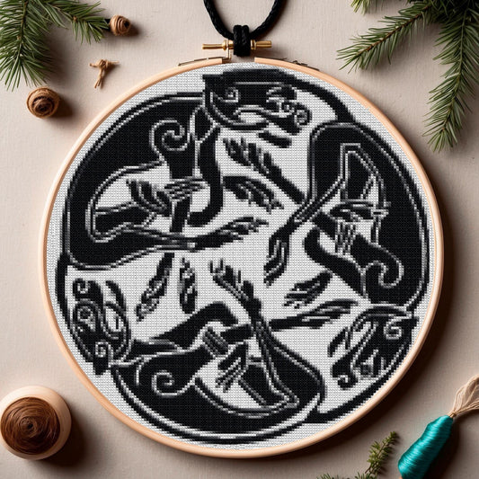 Viking Wolf Cross Stitch Pattern: Beginner-Friendly Norse Animal Embroidery PDF for Printable X-Stitch