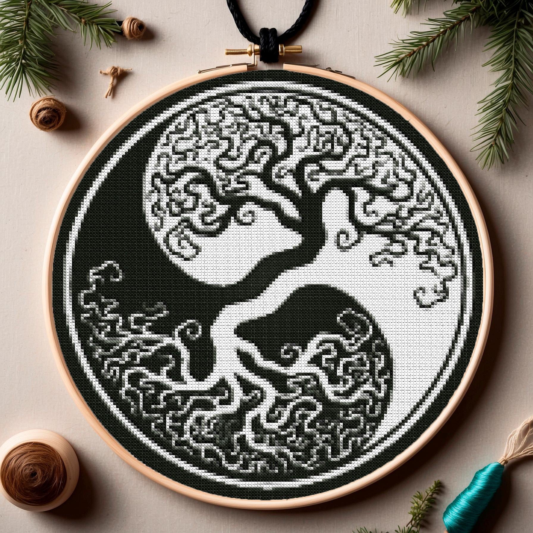 Tree of Life Viking Cross Stitch Pattern: Celtic Norse Embroidery PDF for Beginners