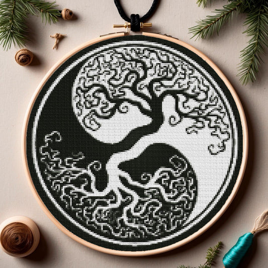 Tree of Life Viking Cross Stitch Pattern: Celtic Norse Embroidery PDF for Beginners