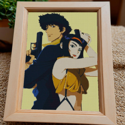 Cowboy Bebop Inspired Anime Cross Stitch Pattern: Japanese Modern Embroidery Design PDF Download