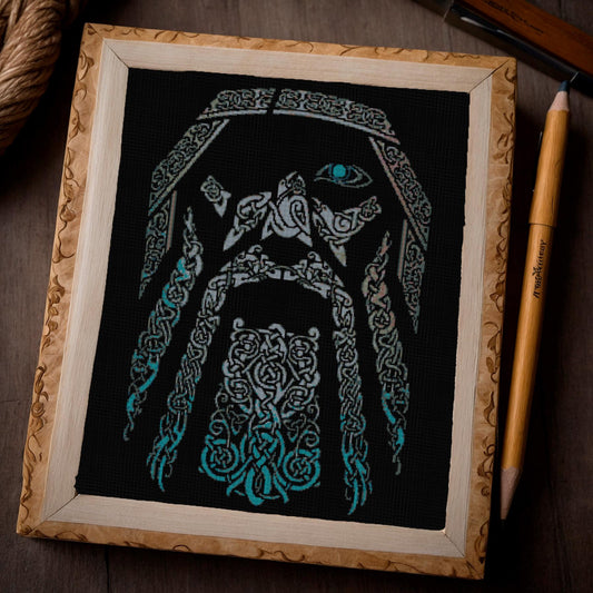 Beginner-Friendly Viking Cross Stitch: Odin Norse Embroidery Pattern PDF - Printable X-Stitch Design