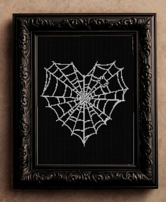 Beginner-Friendly Spider Web Cross Stitch Pattern: Easy Embroidery Design for Halloween Decor
