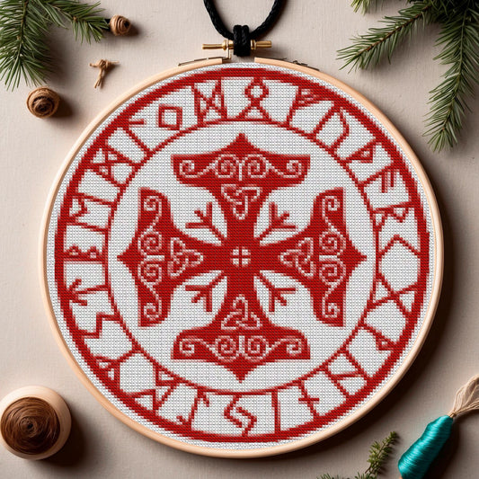 Nordic Asatru Calendar Cross Stitch Pattern: Viking Pagan Embroidery Chart for Beginners