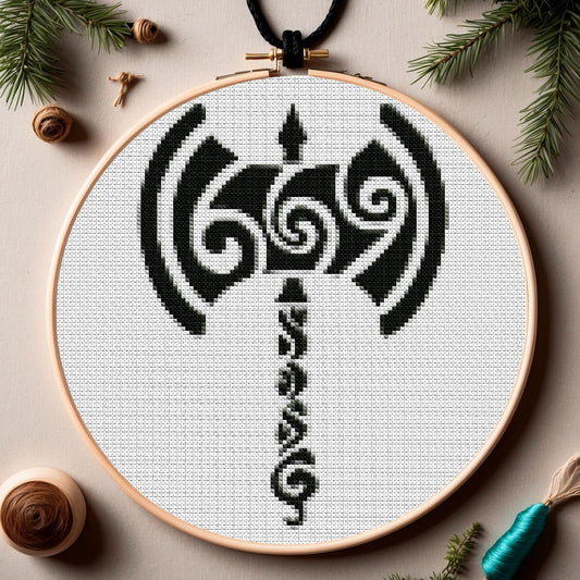 Celtic Viking Cross Stitch Pattern: Beginner-Friendly Norse Thor's Hammer Embroidery X-Stitch PDF