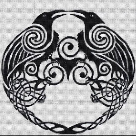 Viking Crow Cross Stitch Pattern: Easy Printable PDF for Beginners - Norse Embroidery & Celtic Ornament