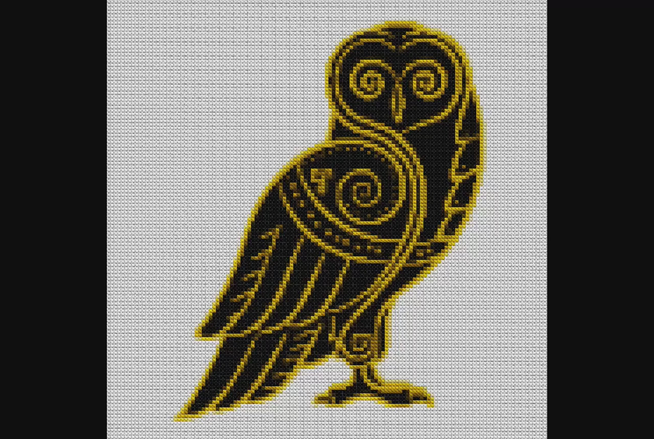 Beginner-Friendly Woodland Owl Cross Stitch Pattern: Viking-Inspired Embroidery PDF for Nature Lovers