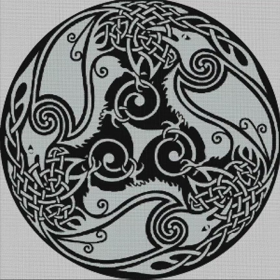 Viking Crow Cross Stitch Pattern: Norse Embroidery for Beginners - Printable PDF on Black Aida