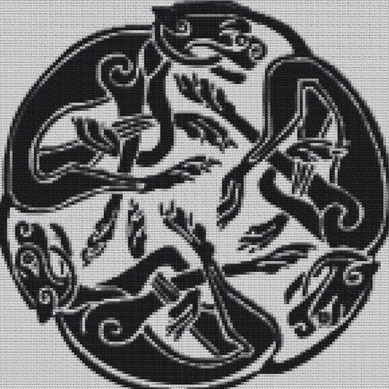 Viking Wolf Cross Stitch Pattern: Beginner-Friendly Norse Animal Embroidery PDF for Printable X-Stitch
