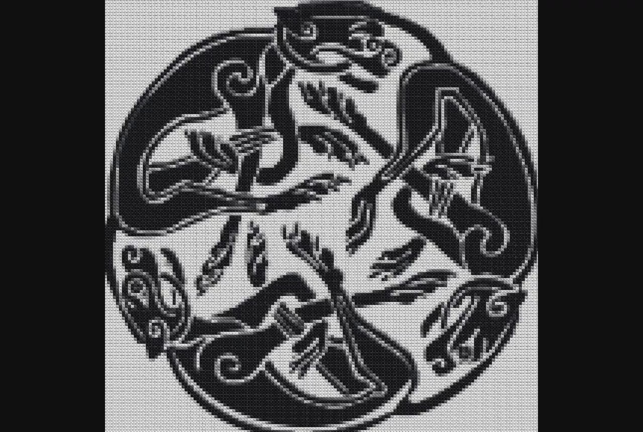 Viking Wolf Cross Stitch Pattern: Beginner-Friendly Norse Animal Embroidery PDF for Printable X-Stitch