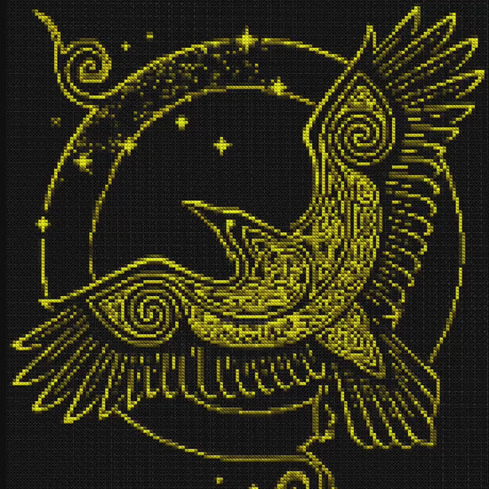 Viking Crow Embroidery Pattern: Beginner-Friendly Norse X-Stitch PDF for Celtic and Nordic Enthusiasts