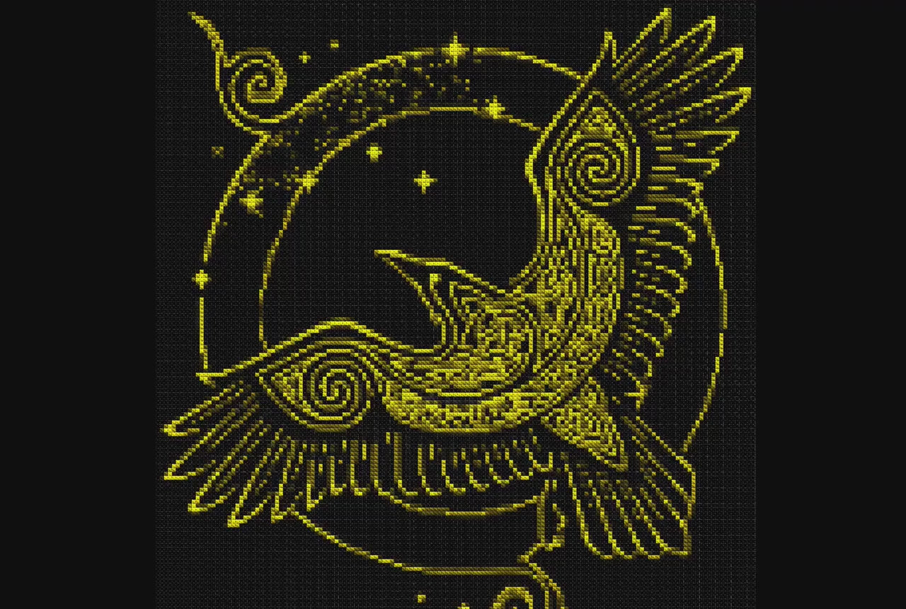 Viking Crow Embroidery Pattern: Beginner-Friendly Norse X-Stitch PDF for Celtic and Nordic Enthusiasts