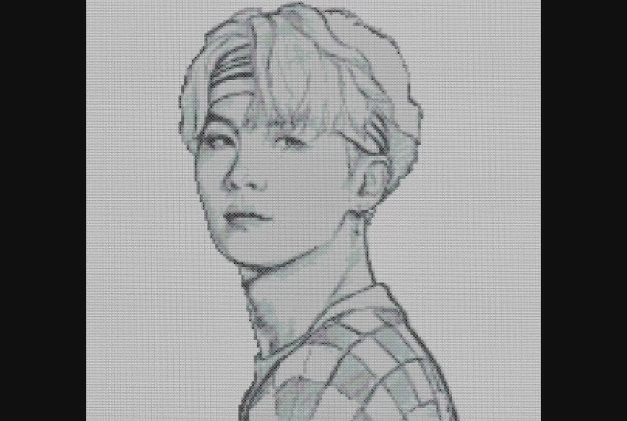 BTS Bangtan Boys Cross Stitch Pattern - Suga Embroidery PDF for K-pop Fans and Beginners