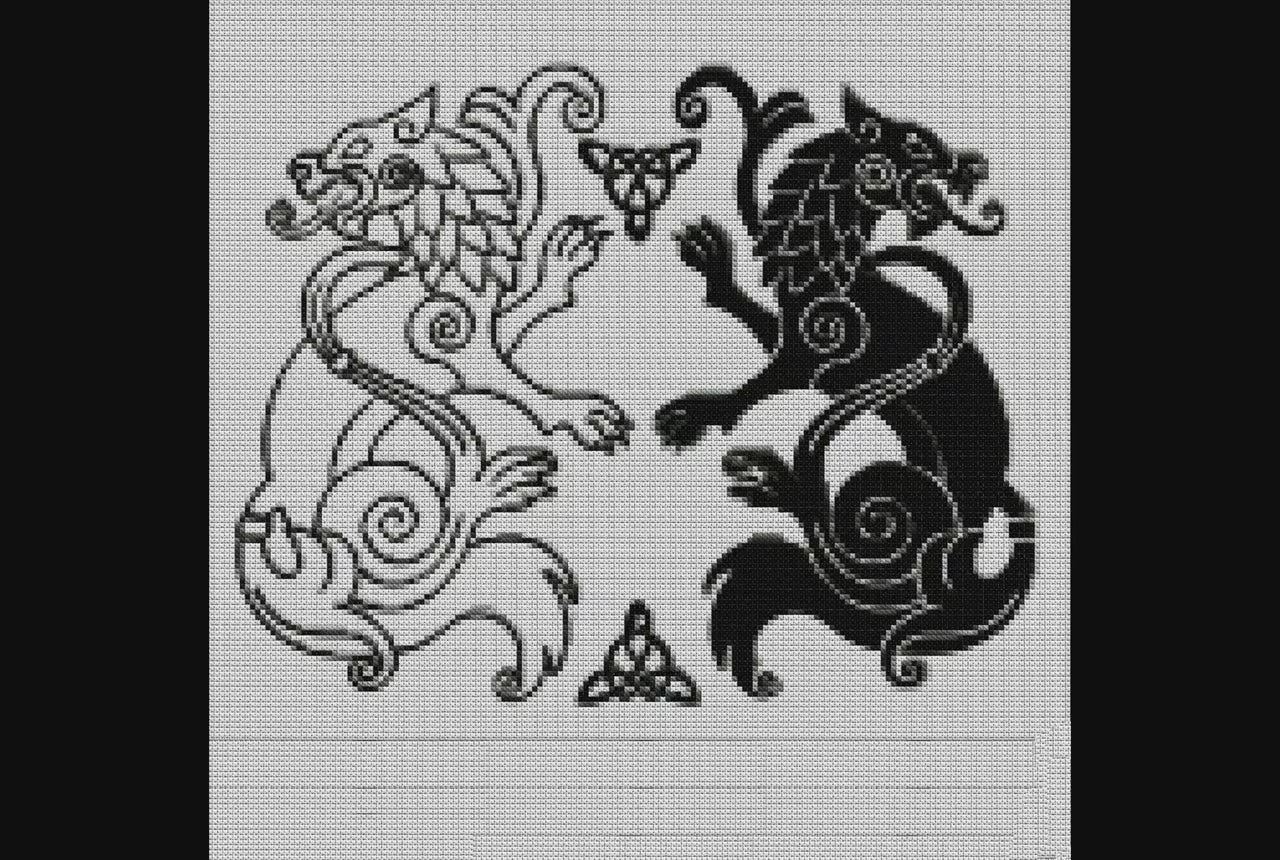 Wolf Viking Cross Stitch Pattern: Beginner-Friendly Norse Animal Embroidery PDF, Printable X-Stitch Design