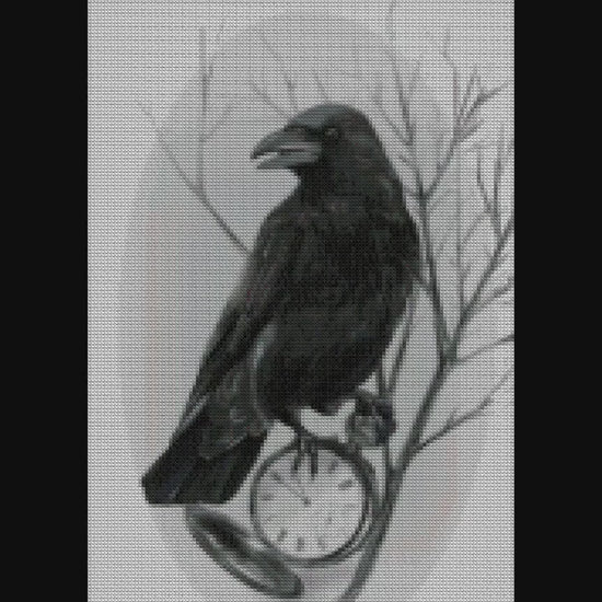 Viking Crow Watch Face Cross Stitch Pattern: Printable PDF with Celtic Symbols for Embroidery