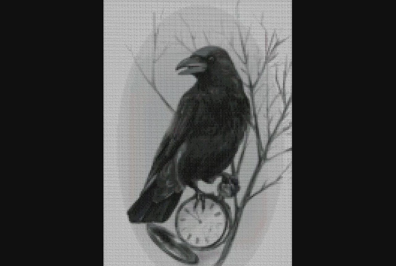 Viking Crow Watch Face Cross Stitch Pattern: Printable PDF with Celtic Symbols for Embroidery