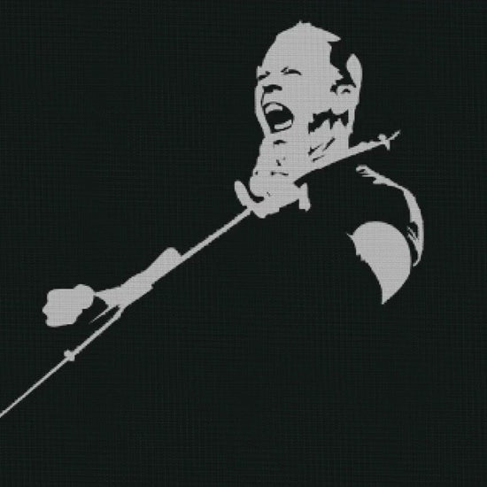 Metallica Guitar Player Silhouette Cross Stitch Pattern - Modern Music Embroidery PDF for Beginners