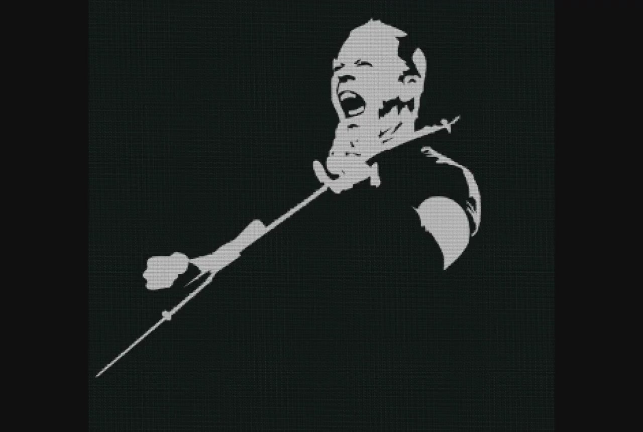Metallica Guitar Player Silhouette Cross Stitch Pattern - Modern Music Embroidery PDF for Beginners