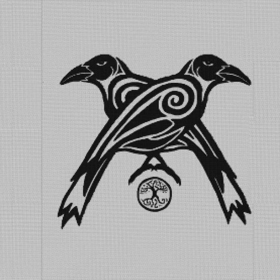 Viking Crow Cross Stitch Pattern: Printable PDF for Beginners, Norse Embroidery X-Stitch Design