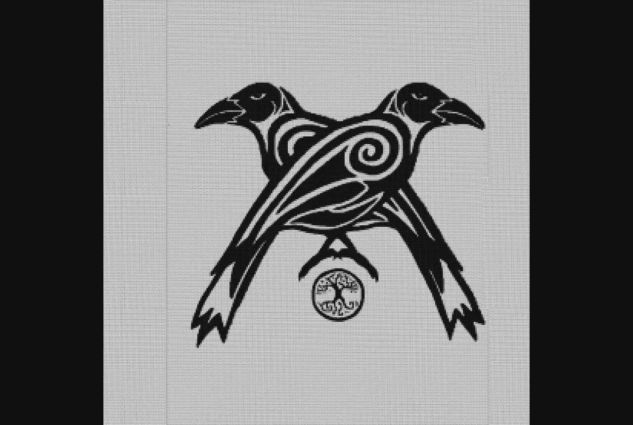 Viking Crow Cross Stitch Pattern: Printable PDF for Beginners, Norse Embroidery X-Stitch Design