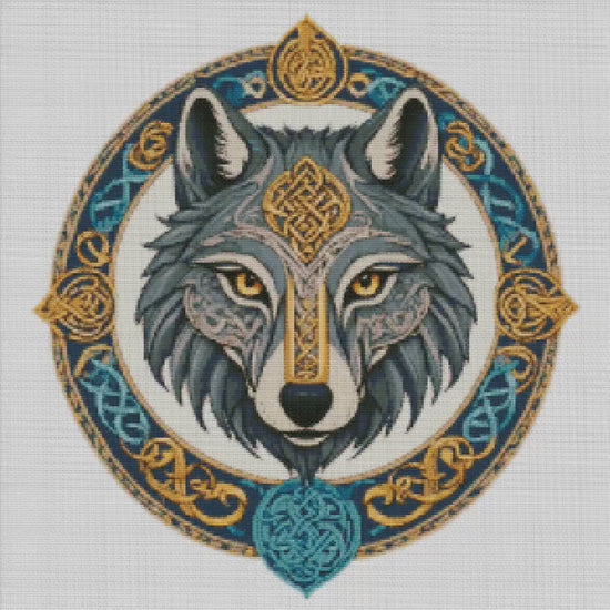 Viking Wolf Cross Stitch Pattern: Printable Norse Embroidery PDF for Beginners, Easy X-Stitch Design