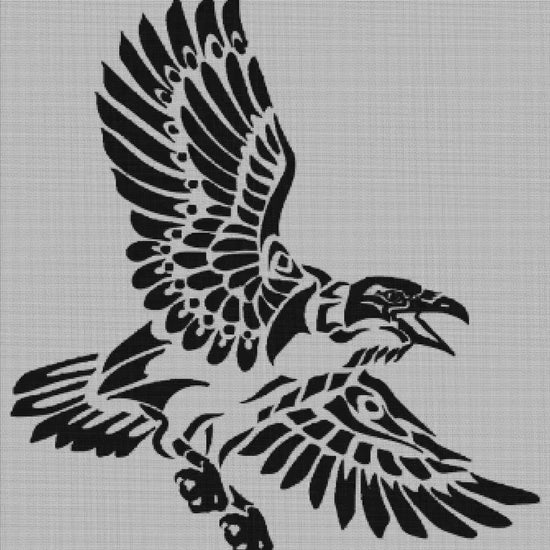 Viking Raven Flight Cross Stitch Pattern: Norse Crow Embroidery PDF for Beginners