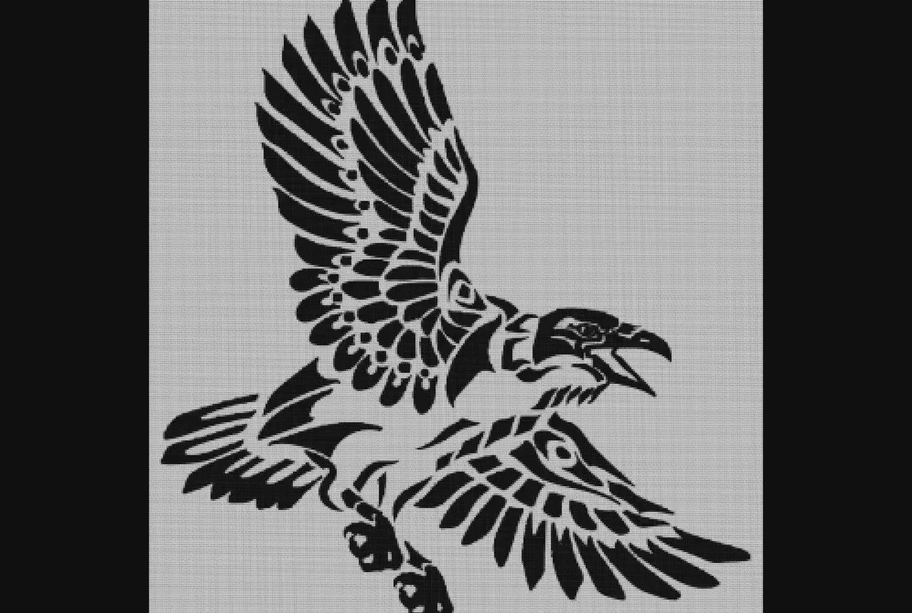 Viking Raven Flight Cross Stitch Pattern: Norse Crow Embroidery PDF for Beginners
