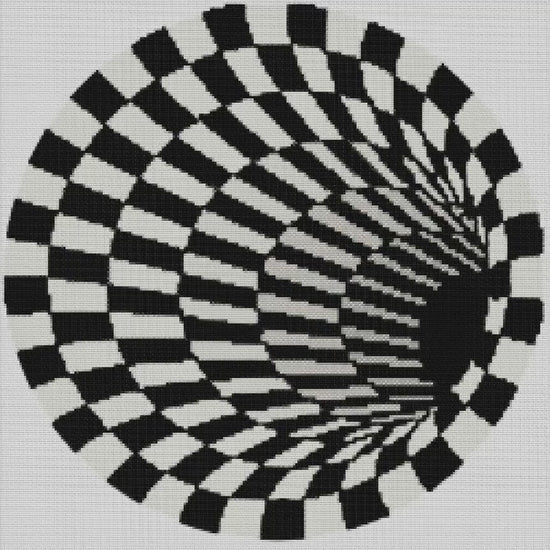 Monochrome Optical Illusion Sphere Geometric Cross Stitch Pattern - Printable PDF Download