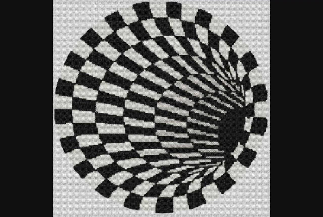 Monochrome Optical Illusion Sphere Geometric Cross Stitch Pattern - Printable PDF Download