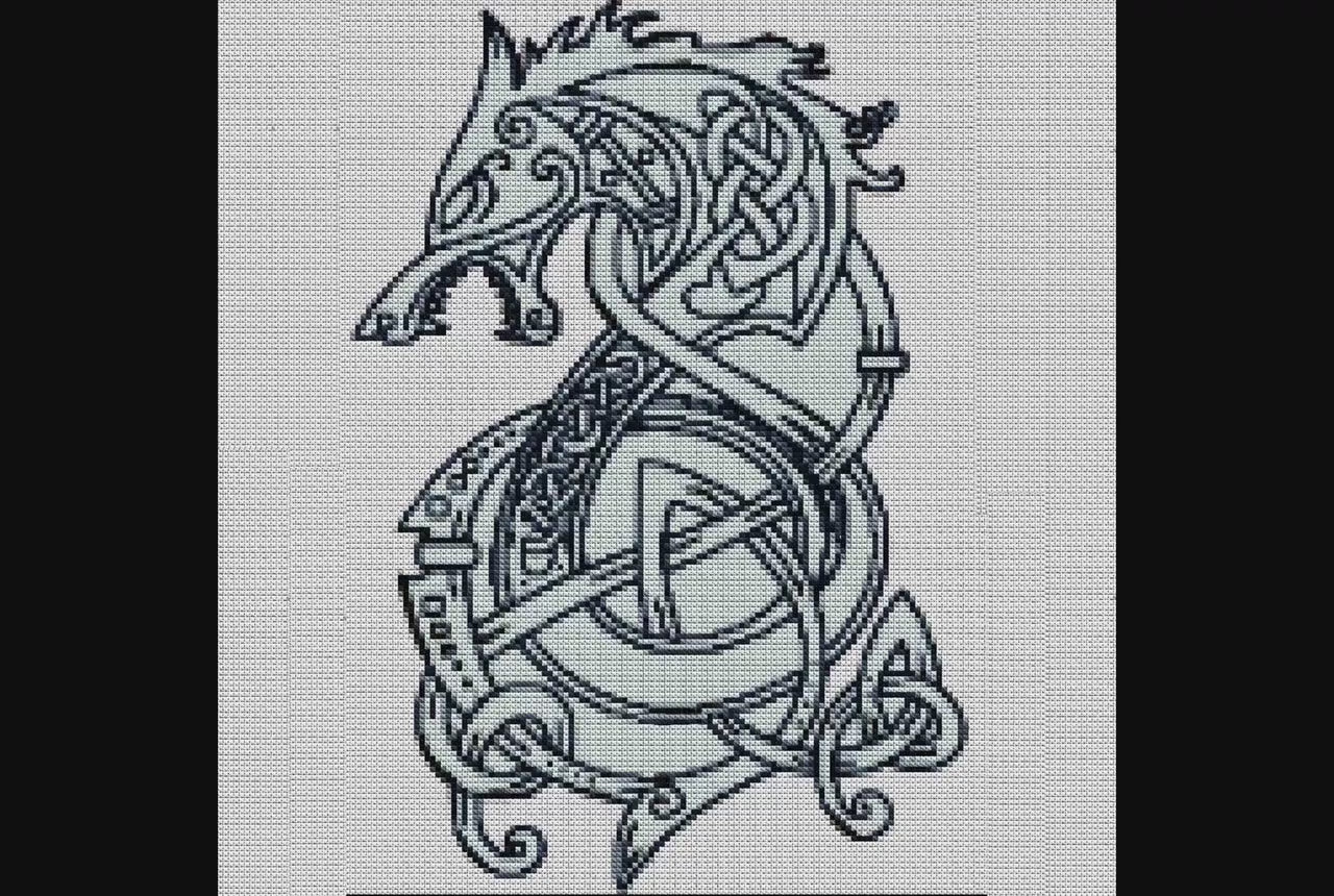 Norse Viking Celtic Cross Stitch Pattern: Printable Ornament Embroidery PDF for Beginners
