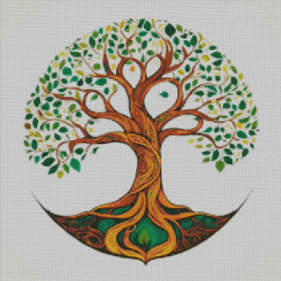 Celtic-Norse Tree of Life Viking Cross Stitch Pattern: Printable Embroidery PDF for Beginners